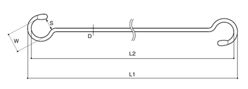 ふじわら ステンレス スーパーSカンロング (線径4mm)(SPS-)(*送料別途)の寸法図