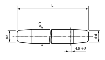 穴付ドリフトピン (穴付リーマポンチ)(関西工具製作所)の寸法図
