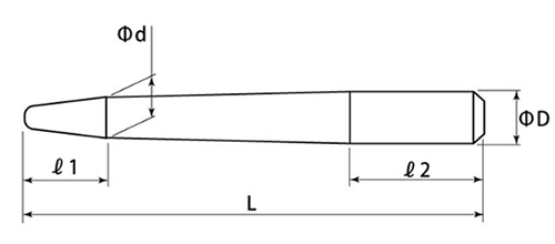 硬質寄せポンチ(穴合わせ用工具)(関西工具製作所)の寸法図