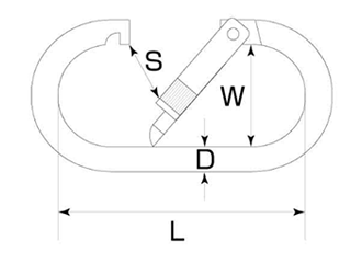 鉄 ひめじや カラビナ (環無し)(K-1)の寸法図