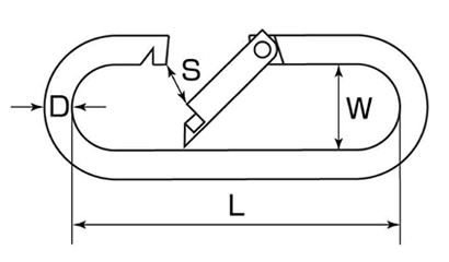 ひめじや 鉄 プチカラビナ クローム (スタンダート型)(P-C)の寸法図