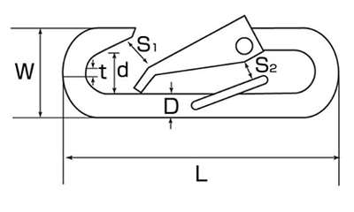 ひめじや ステンレス チェーンフック C型 (CH)の寸法図