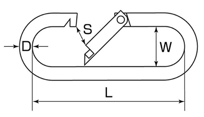 ひめじや ステンレス プチカラビナ(スタンダート型)(P)の寸法図