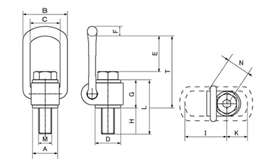 鋼 ロードリング(VLBG型 全方向アイボルト)の寸法図