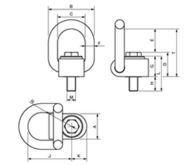 ステンレス ロードリング (LBG-RS型)(全方向アイボルト)の寸法図