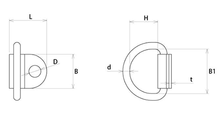 浅野金属工業 ステンレス グランドフック(ビラ付)の寸法図