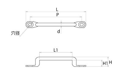浅野金属工業 ステンレス アイストラップL型 (AK)の寸法図