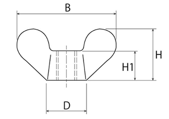 ステンレス ウイングナット(蝶ナット)(AK)(ミリネジ)(浅野金属工業)の寸法図