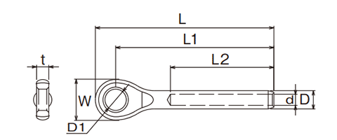 ステンレスSUS316 アイターミナル (AK)(ワイヤー保持具)(浅野金属工業)の寸法図