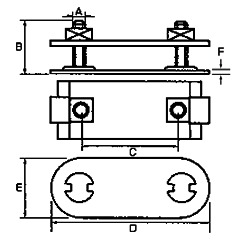 スリーエッチ 鉄 H型オーバル座金の寸法図