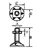 スリーエッチ 鉄 菊型エレベーターボタン (インチ・ウイット)の寸法図