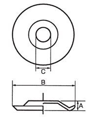 スリーエッチ 丸傘(スチール製)(W5/16・M8径用)の寸法図