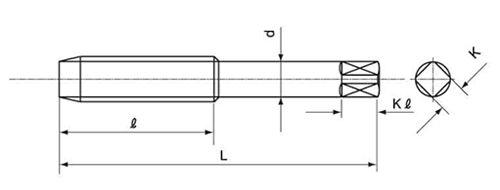 イシハシ精工 ハンドタップ SKH(組)(UNF ユニファイ細目ねじ)の寸法図