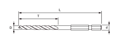 大西工業 六角軸コンクリート用 ドリル No.24 (6.35mm)の寸法図