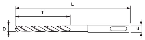SDSシャンク 鉄工用ドリル NO.27 (大西工業)の寸法図