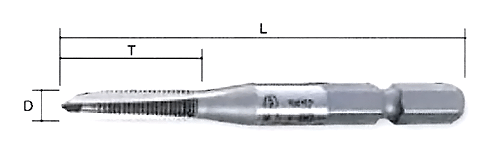 大西工業 六角軸 タップ・下穴 ドリルセット (貫通穴用)NO.28)の寸法図