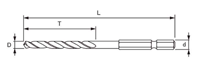 大西工業 磁器タイル用ドリル(No.30)(六角軸6.35mm)の寸法図