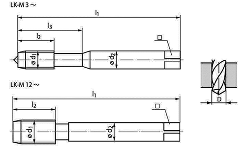 セルフロックタップ1-Z/E (緩み防止機能)(エムーゲ・フランケン)の寸法図