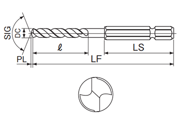 不二越(NACHI) 六角軸 鉄工用ドリル HSSハイス鋼 (6SD3P/3本入りパック)の寸法図