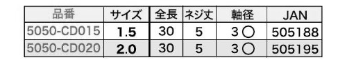 スターエム なめたビス抜き スペアドリル (5050-CD)の寸法表