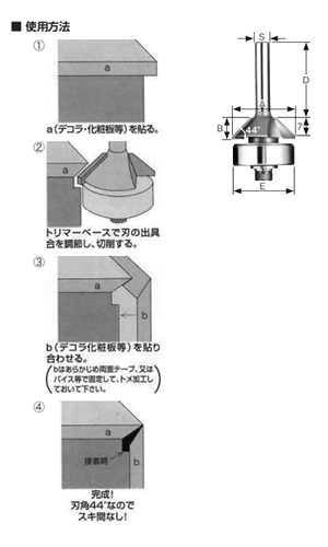 大見工業 (大日商) コーナービット(トメ切ルーター)(TR)の寸法図