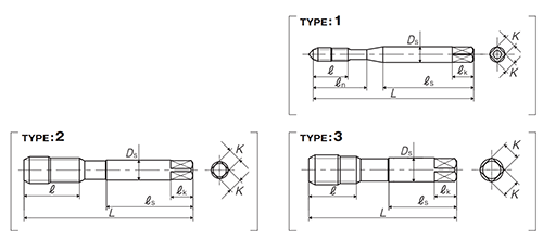 YAMAWA 難削ステンレス鋼用・スパイラルタップ (SU2-SP/HSS)(止り穴用)の寸法図