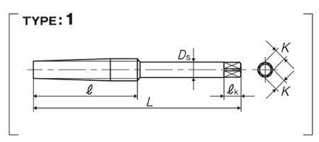 YAMAWA 30度 (TR)台形ねじ 用通り穴用スパイラルタップ (SL-TR)の寸法図