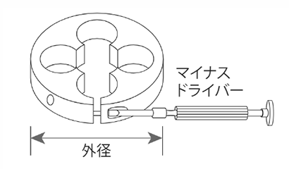 ライト精機 ねじ切丸ダイス D50径 (並目・細目/旧JIS/インチウイット)(ケース品/パック品)の寸法図