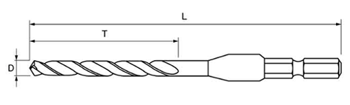 ライト精機 六角軸鉄工ドリルの寸法図