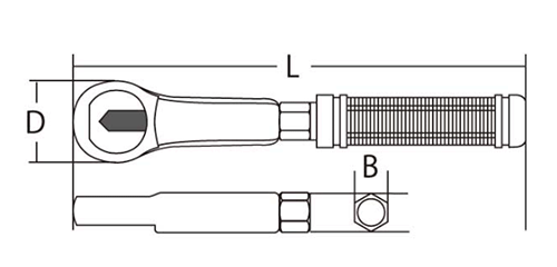 ライト精機 バイスレンチ (LB)の寸法図