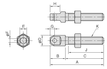 イマオ チェーンボルト(シングルエンド型)の寸法図