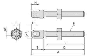 イマオ チェーンボルト(シングルエンド・ロング型)の寸法図