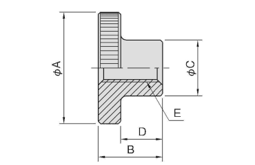 イマオ ナールドサムノブ(タップ穴・スチール製)の寸法図