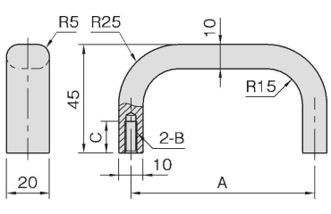イマオ ラウンドアルミハンドル(RD-2タイプ)の寸法図
