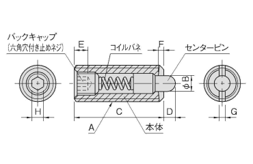 イマオ スプリングプランジャー(重荷重用・スチールピン)の寸法図