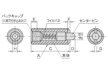 イマオ スプリングプランジャー(軽荷重用・スチールピン)の寸法図