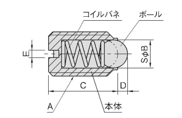イマオ ボールプランジャー(軽荷重用・SUS製)の寸法図