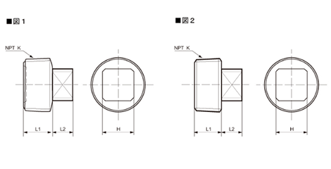 フジトク 炭素鋼 四角プラグ S80 (NPT)の寸法図