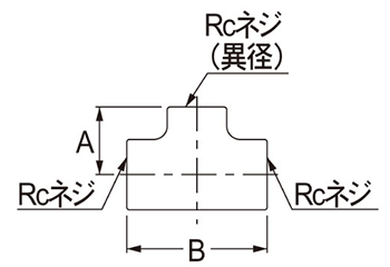 カクダイ 青銅(黄銅) 異径チーズ (クローム)(6126A-●)の寸法図