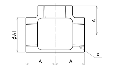 シーケー金属 CK (黒/白) 継手 チーズ(T)の寸法図