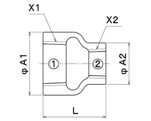 シーケー金属 CK (黒/白)径違いソケット (RS)の寸法図