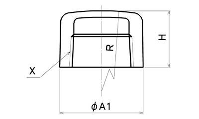 シーケー金属 CK (黒/白)継手 キャップ(CA)の寸法図