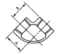 日立金属 (黒/白)継手 90°エルボ(L)の寸法図