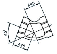 日立金属 (黒/白)継手 45°エルボ(L)の寸法図