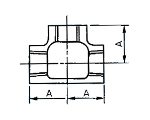日立金属 (黒/白) 継手 チー(T)の寸法図