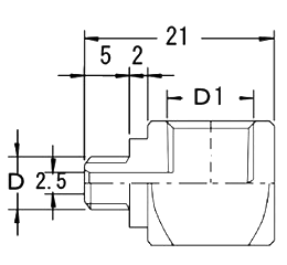 黄銅(C3604相当) グリースニップル用アダプタ(GN-AD)(注油器シリーズ)(栗田製作所)の寸法図