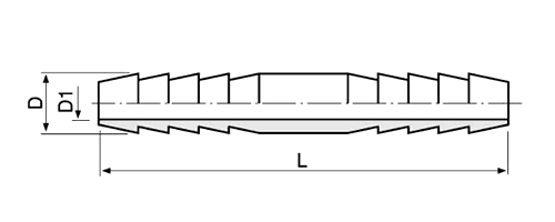 アソー 黄銅製 タケノコ ホース継手(HH)の寸法図