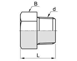 アソー 黄銅製 ねじ込み六角プラグ (HP/ PT)の寸法図