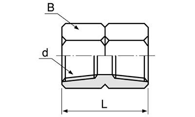アソー 黄銅製 六角ソケット (NS/ PT)の寸法図