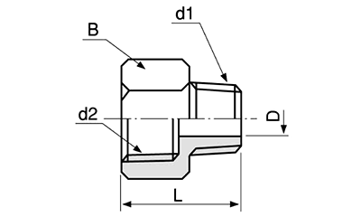 アソー 黄銅製 内・外六角ソケット (NF/ PT)の寸法図